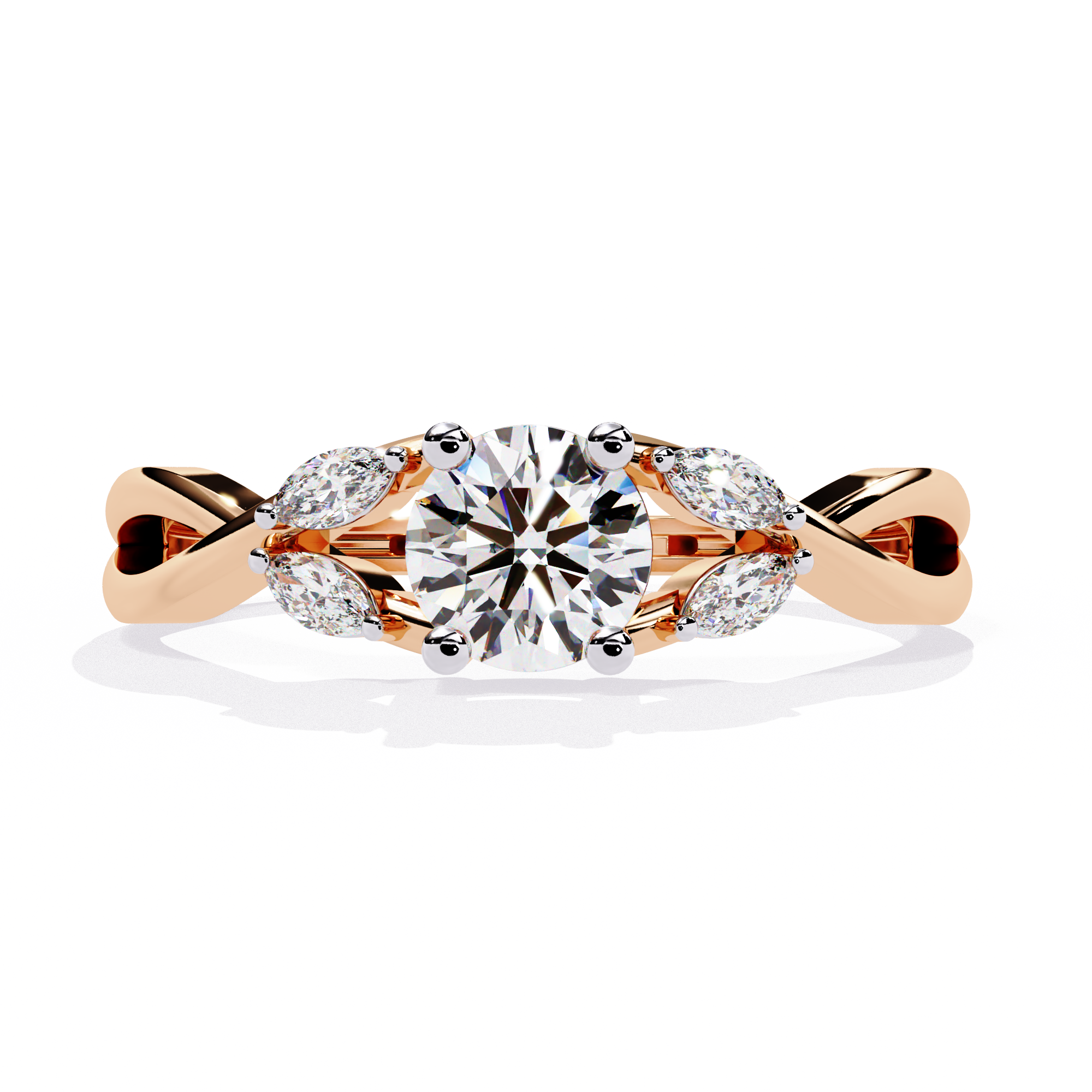 Solitairekart – 0.56 ct Infinity Twist Lab Diamond Ring 14K Yellow Gold